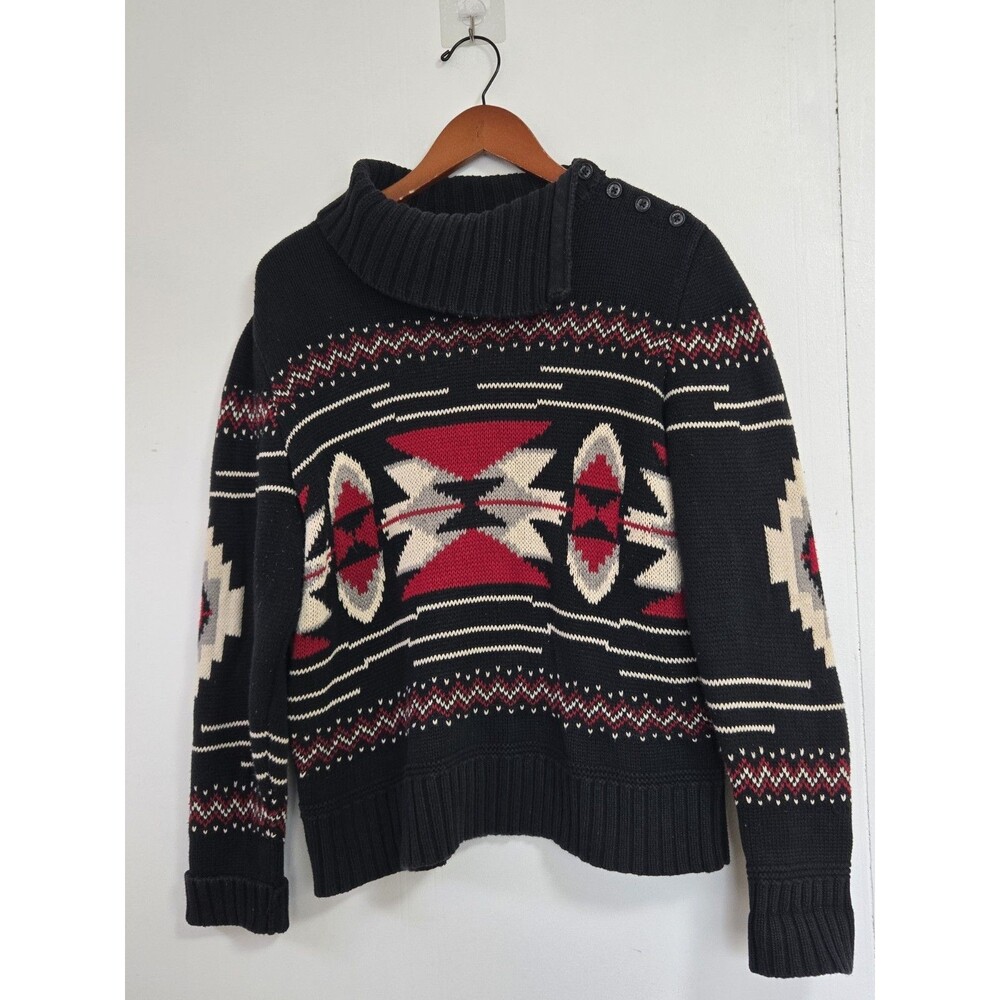 Vtg Ralph Lauren Chaps Sweater Mens L Pullover Aztec Southwest Native Asymetric